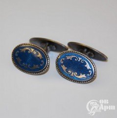 Запонки с синей эмалью